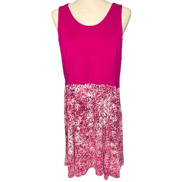 APT 9 Sleeveless Fit And Flare Dress In Pink Abstract Print Women’s Petite XL - Picture 1 of 9